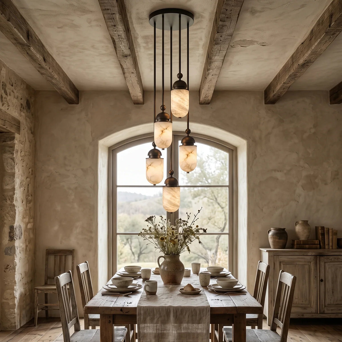 Tamsin Capsule Alabaster Rod Pendant Lamp – Alabaster detail 5
