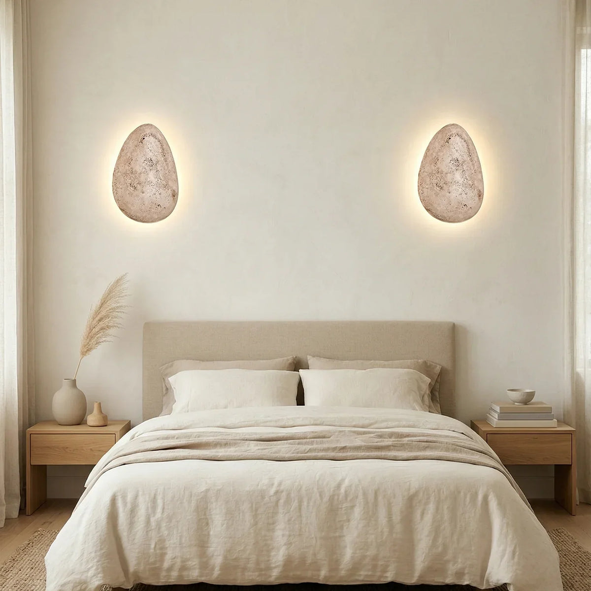 Terra Ovo Pebble-Shaped Travertine Wall Lamp – Travertine detail 13