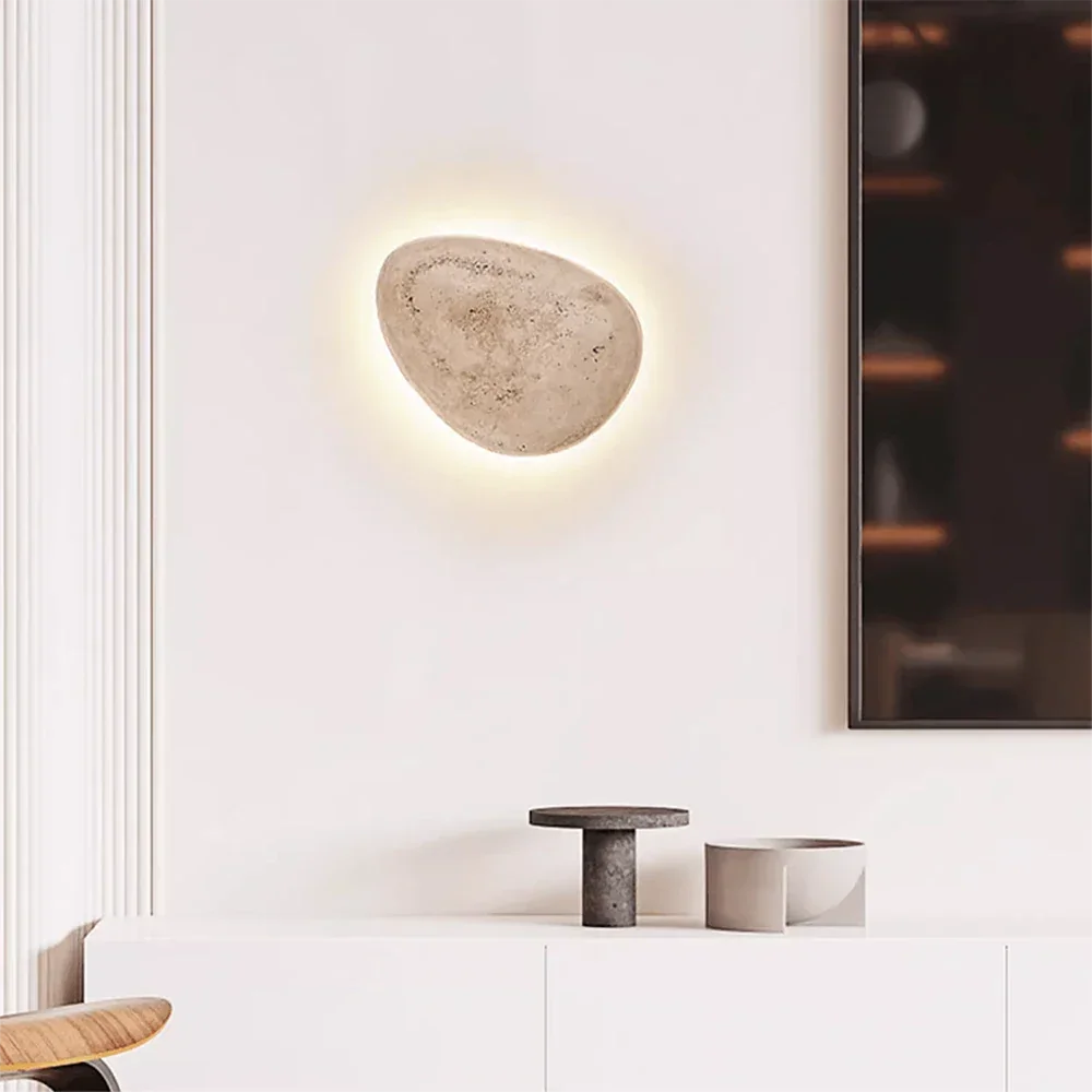 Terra Ovo Pebble-Shaped Travertine Wall Lamp – Travertine detail 8