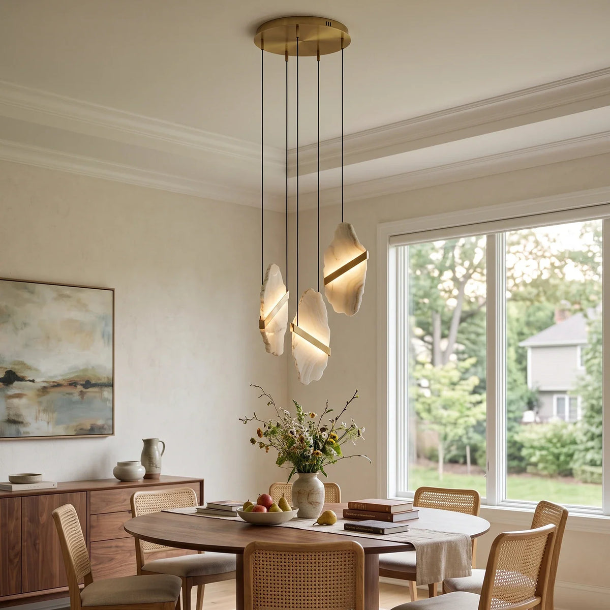 Thalia Cleaved Stone Cluster Alabaster Chandelier – Alabaster detail 3