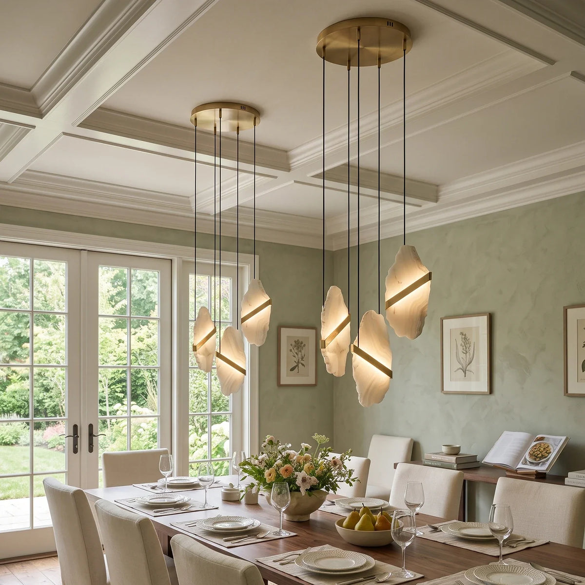 Thalia Cleaved Stone Cluster Alabaster Chandelier – Alabaster detail 6