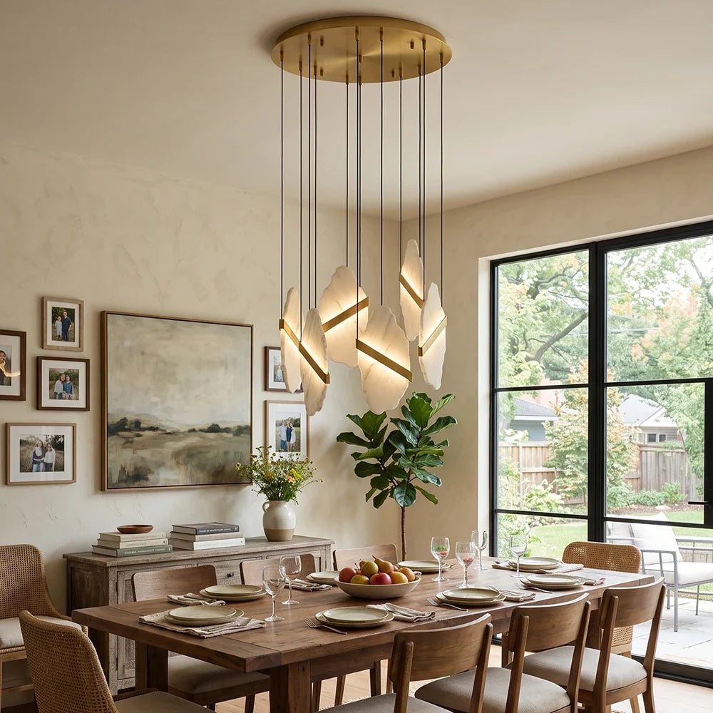 Thalia Cleaved Stone Cluster Alabaster Chandelier – Alabaster detail 2