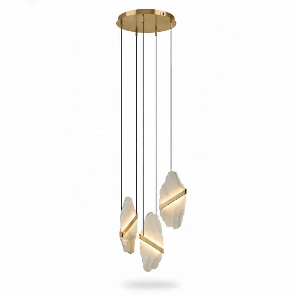 Thalia Cleaved Stone Cluster Alabaster Chandelier – Alabaster detail 11