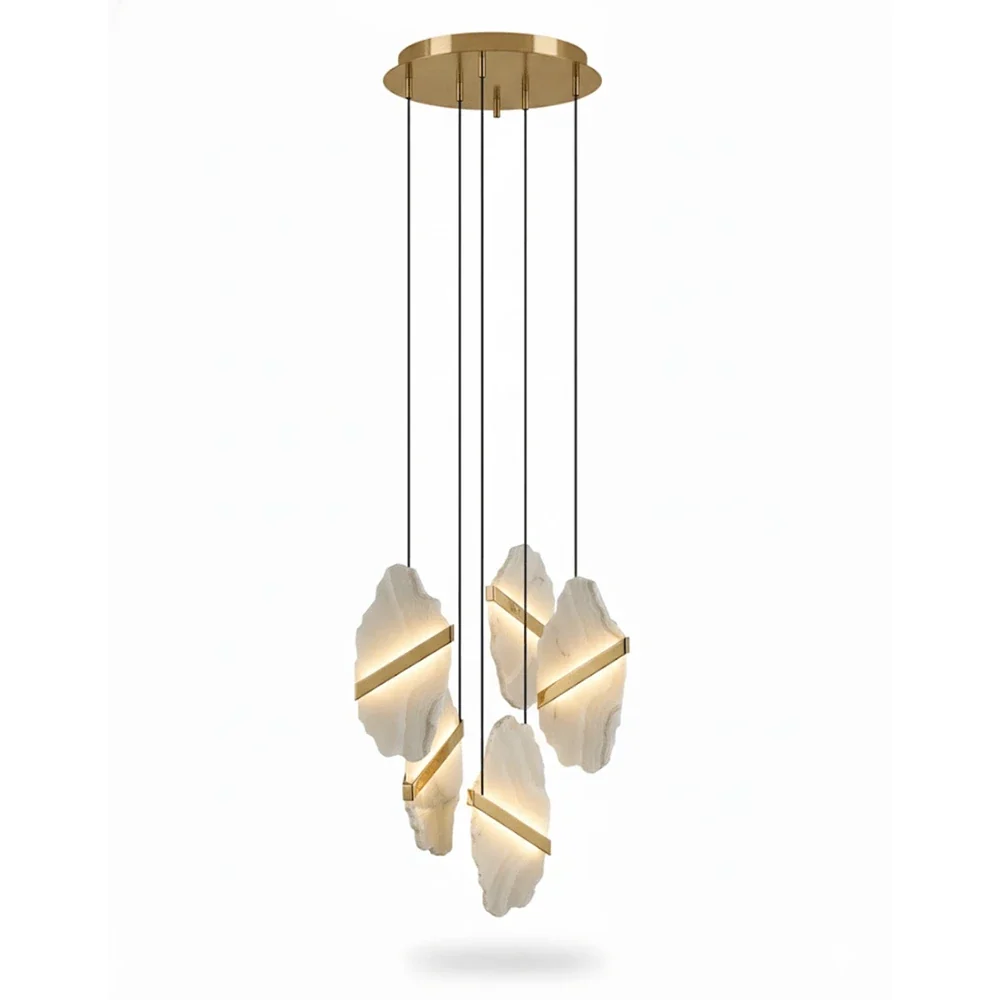 Thalia Cleaved Stone Cluster Alabaster Chandelier – Alabaster detail 12