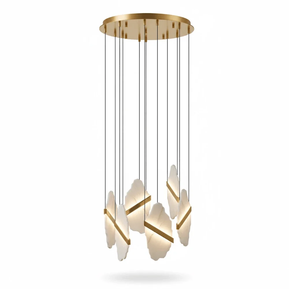 Thalia Cleaved Stone Cluster Alabaster Chandelier – Alabaster detail 13