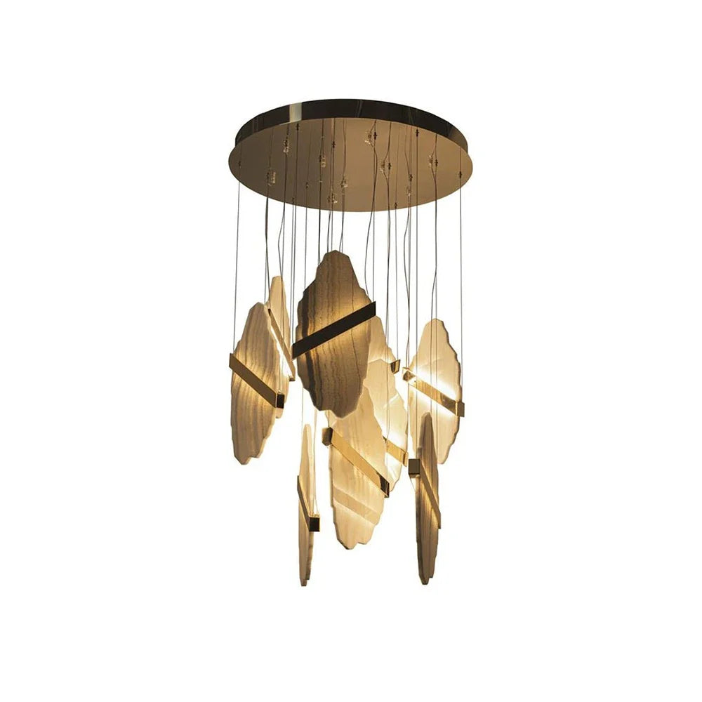 Thalia Cleaved Stone Cluster Alabaster Chandelier – Alabaster detail 14