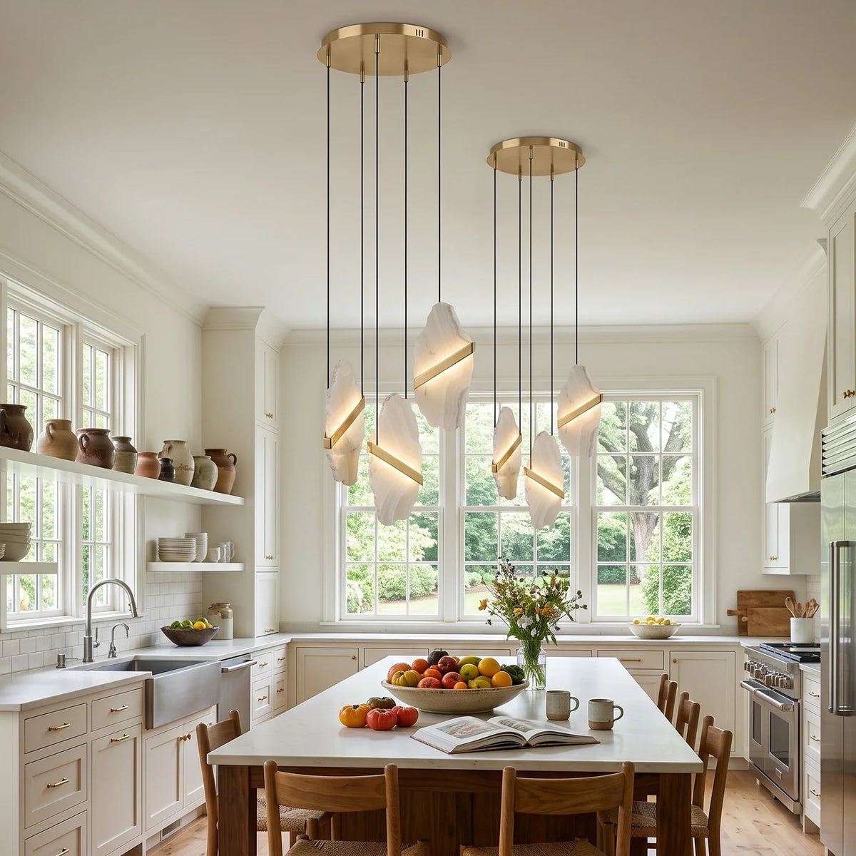 Thalia Cleaved Stone Cluster Alabaster Chandelier – Alabaster detail 7