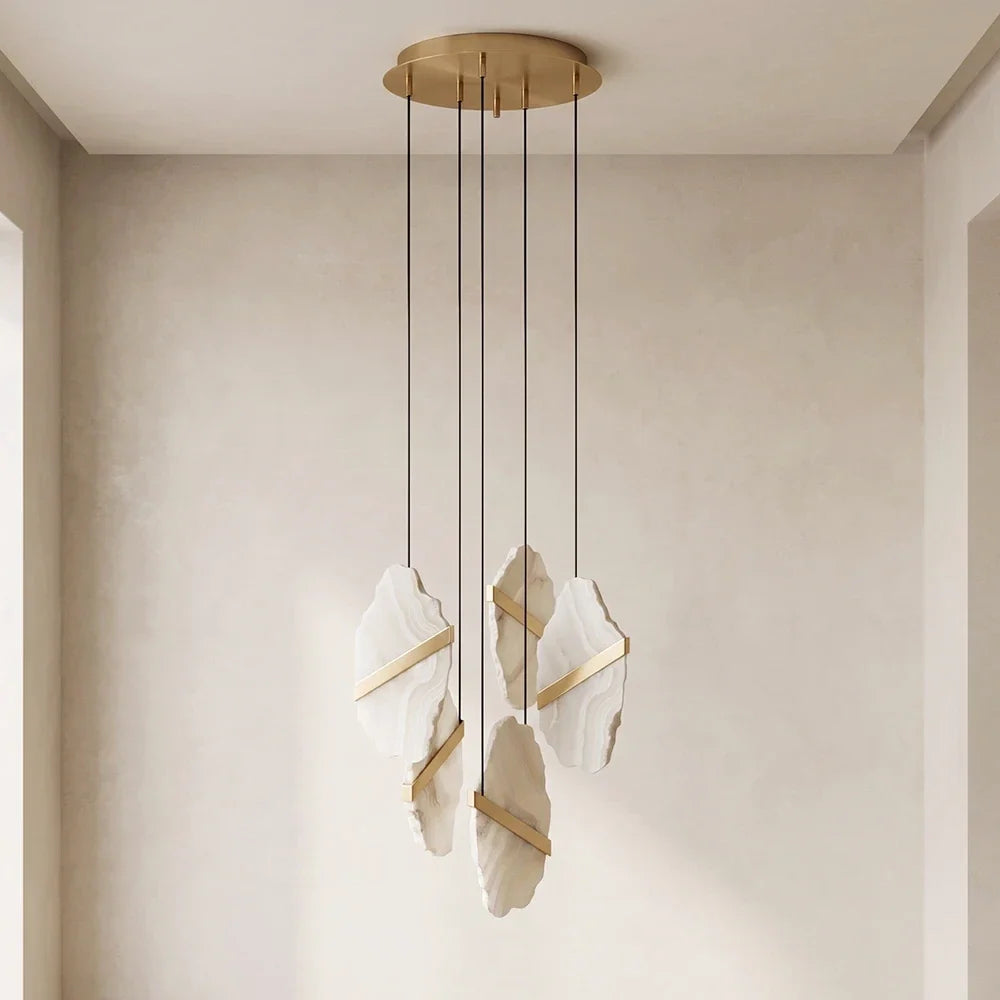 Thalia Cleaved Stone Cluster Alabaster Chandelier – Alabaster detail 10