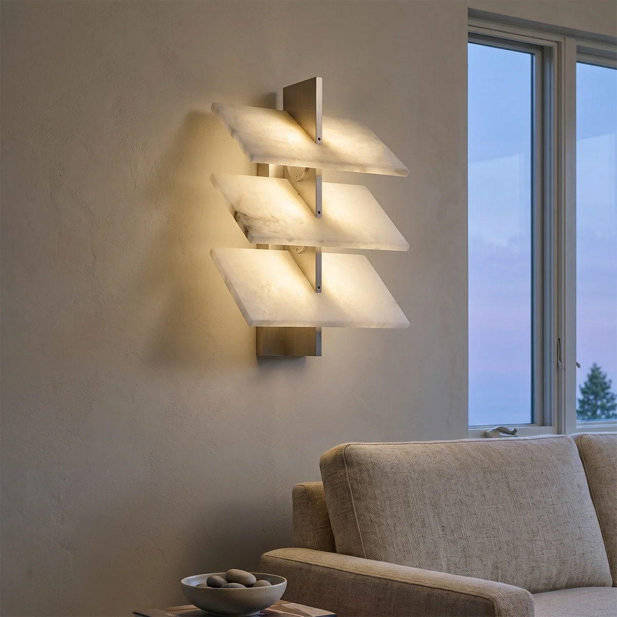 Tiered Alabaster Slab Wall Sconce – Alabaster detail 7