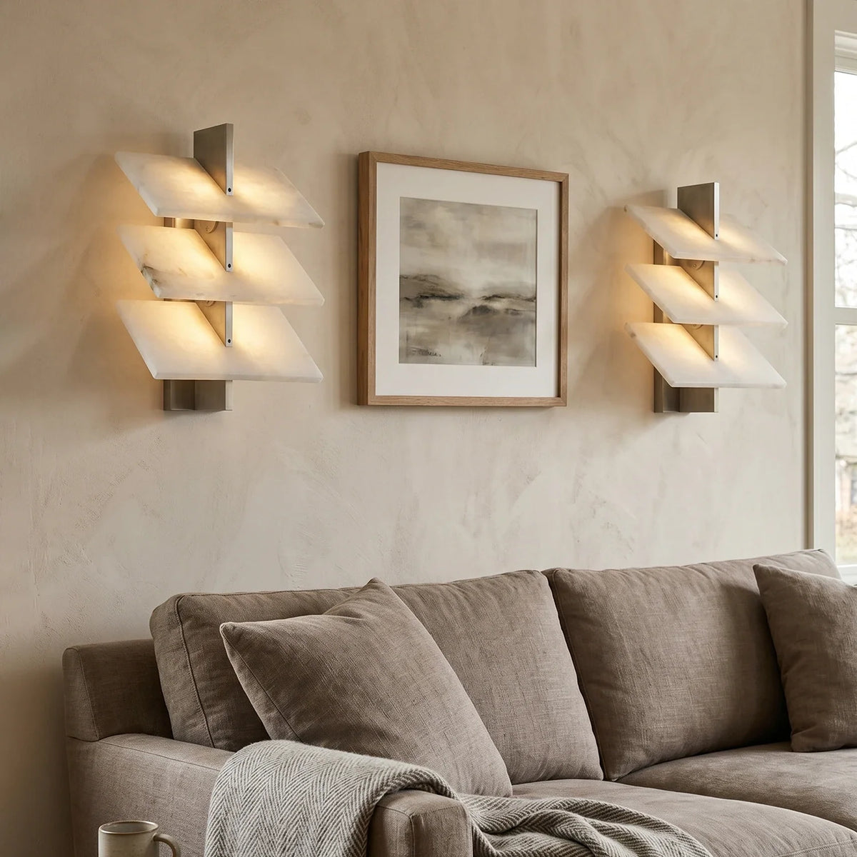 Tiered Alabaster Slab Wall Sconce – Alabaster detail 6