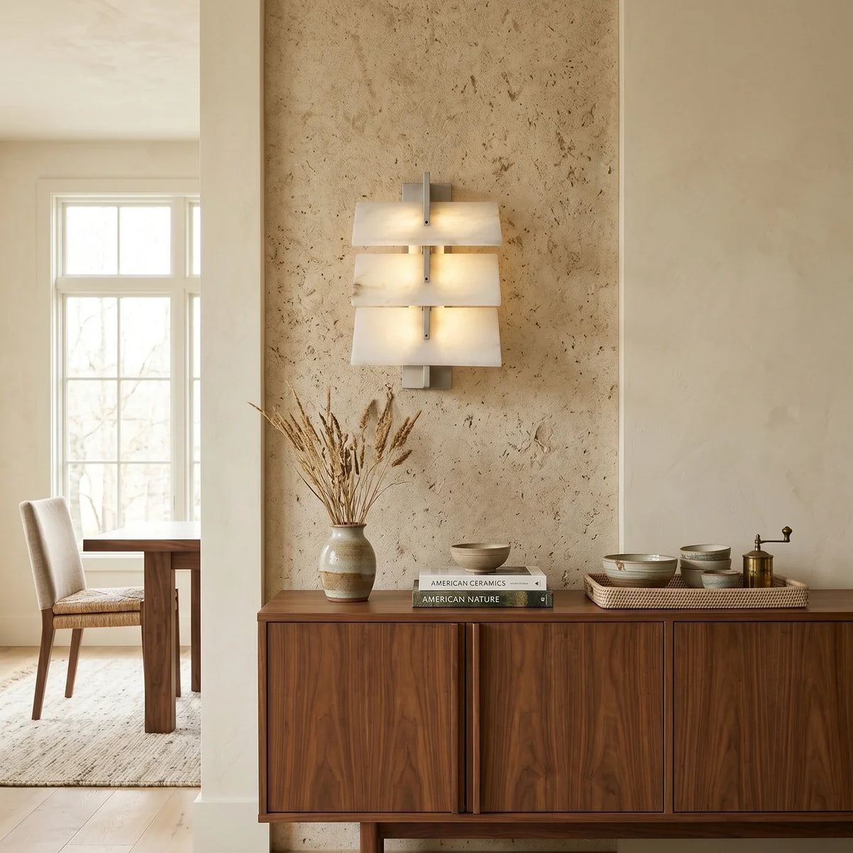 Tiered Alabaster Slab Wall Sconce – Alabaster detail 4