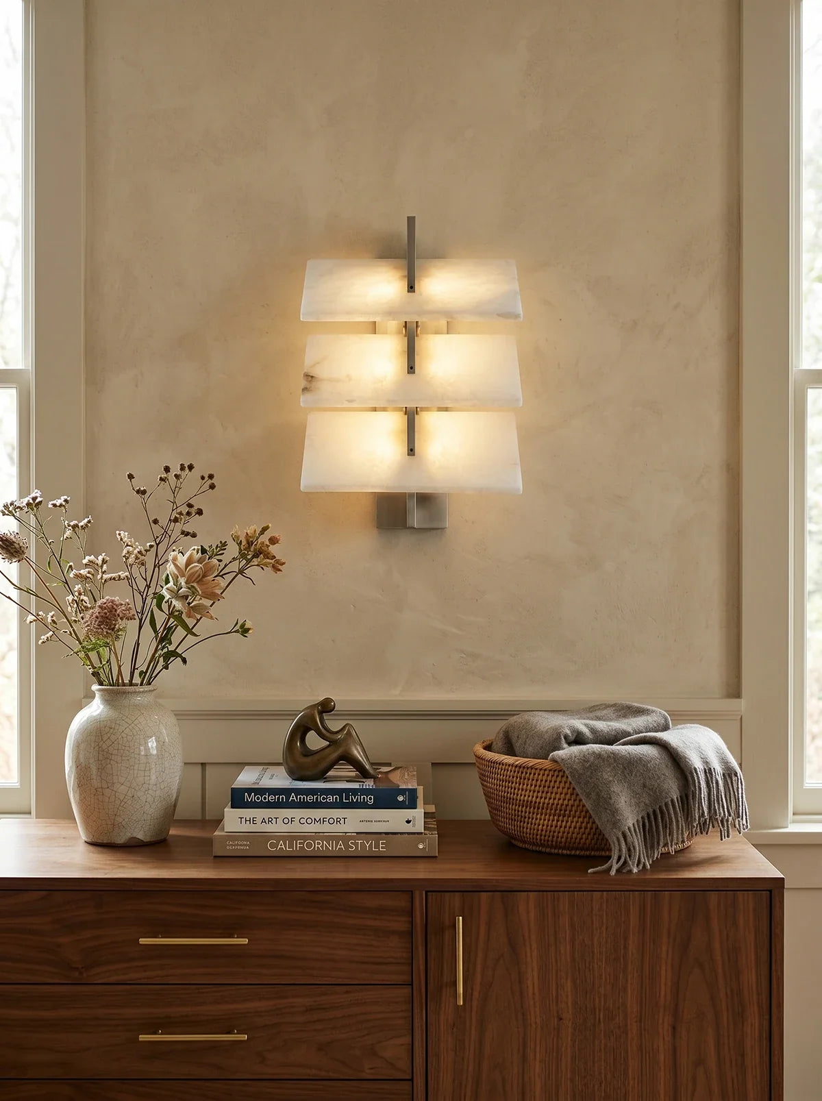Tiered Alabaster Slab Wall Sconce – Alabaster detail 8