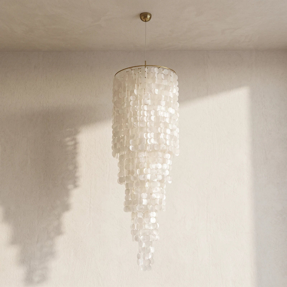 Tiered Capiz Shell Cascading Iron Chandelier – Iron detail 21