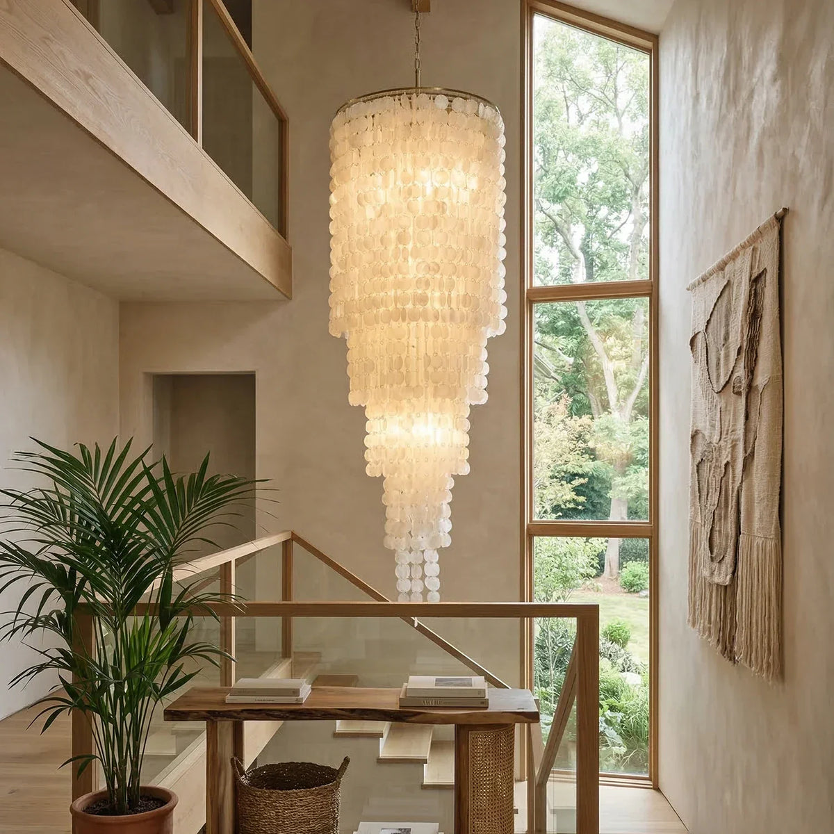 Tiered Capiz Shell Cascading Iron Chandelier – Iron detail 4