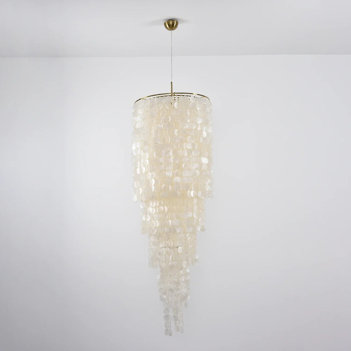 Tiered Capiz Shell Cascading Iron Chandelier – Iron detail 19