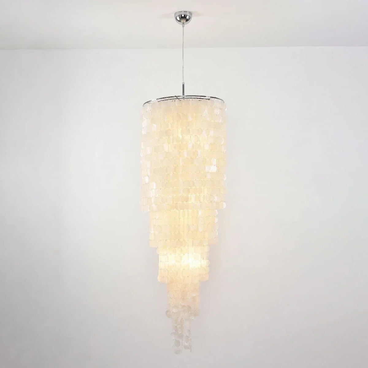 Tiered Capiz Shell Cascading Iron Chandelier – Iron detail 14