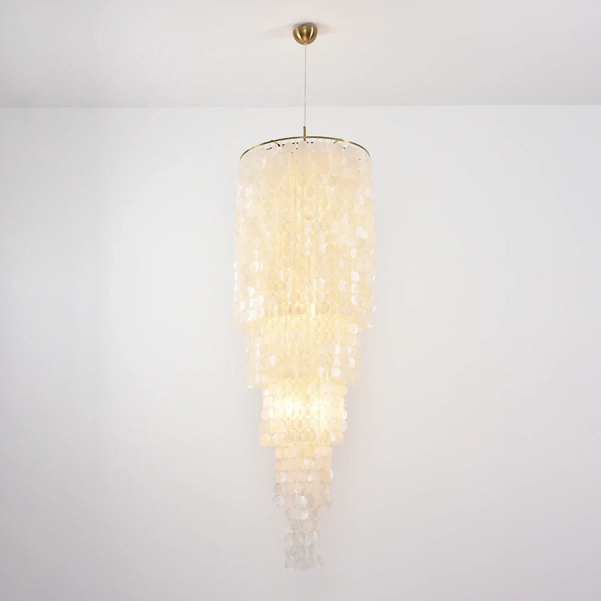 Tiered Capiz Shell Cascading Iron Chandelier – Iron detail 18