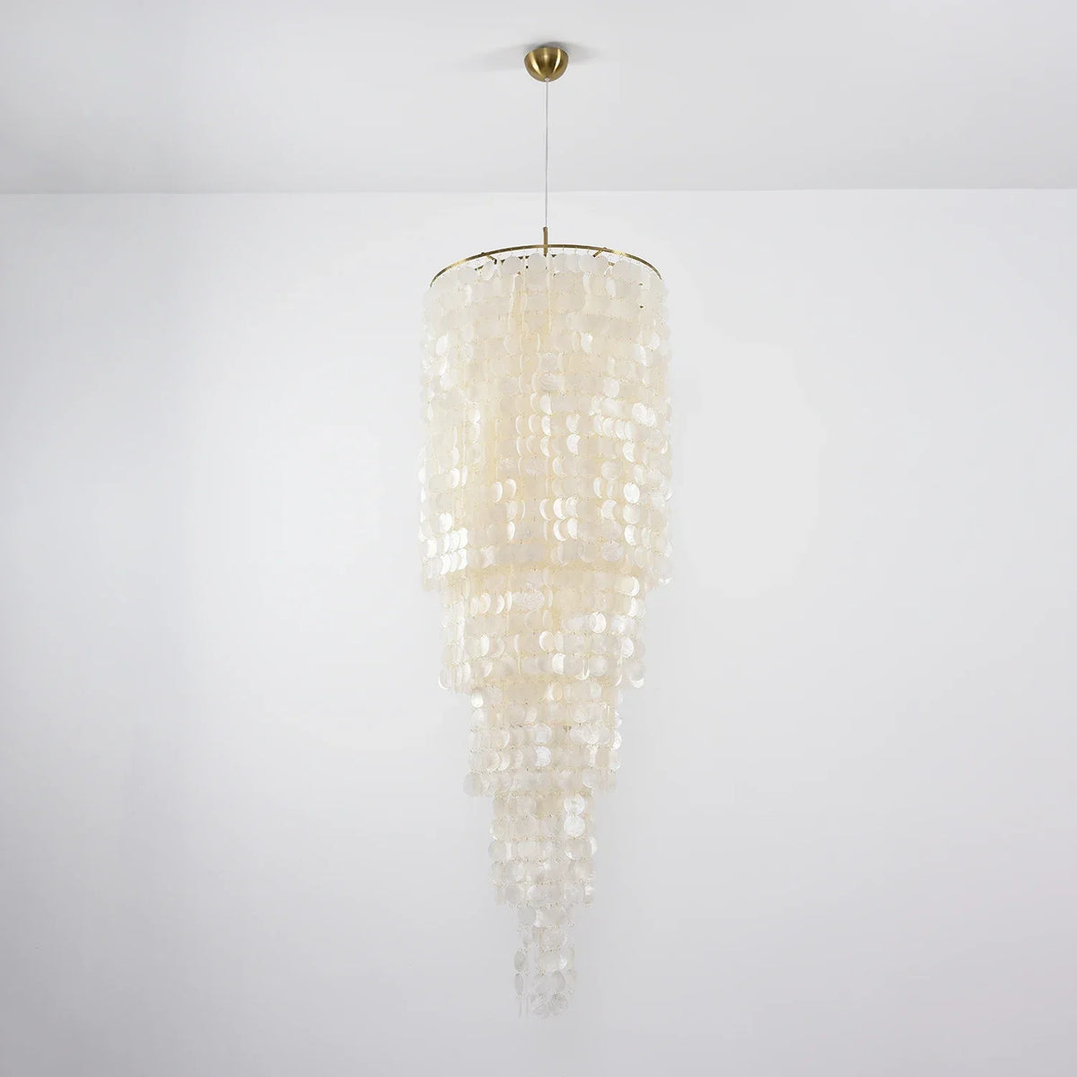 Tiered Capiz Shell Cascading Iron Chandelier – Iron detail 15