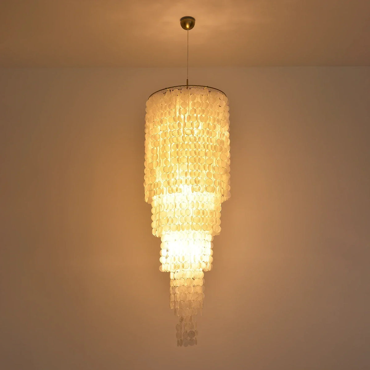 Tiered Capiz Shell Cascading Iron Chandelier – Iron detail 16
