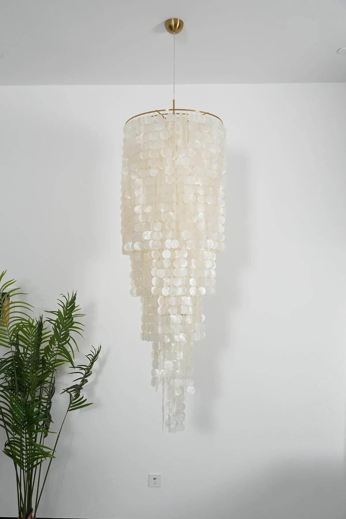 Tiered Capiz Shell Cascading Iron Chandelier – Iron detail 11