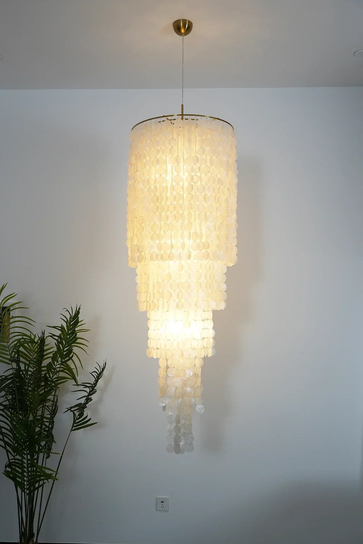 Tiered Capiz Shell Cascading Iron Chandelier – Iron detail 10