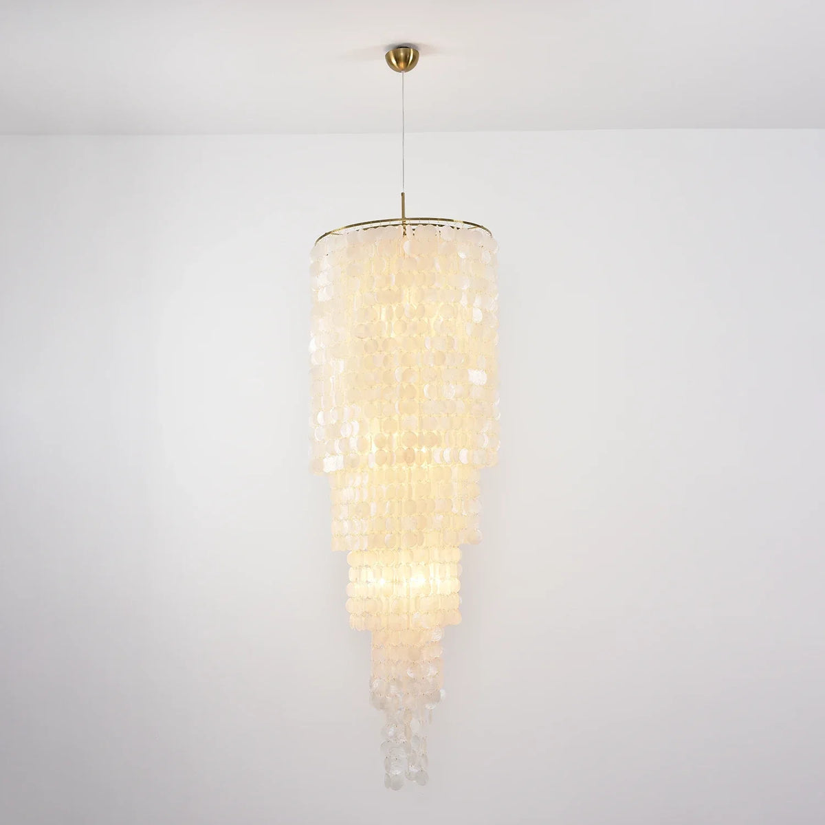 Tiered Capiz Shell Cascading Iron Chandelier – Iron detail 20
