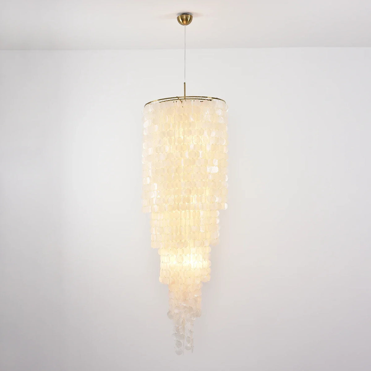 Tiered Capiz Shell Cascading Iron Chandelier – Iron detail 17