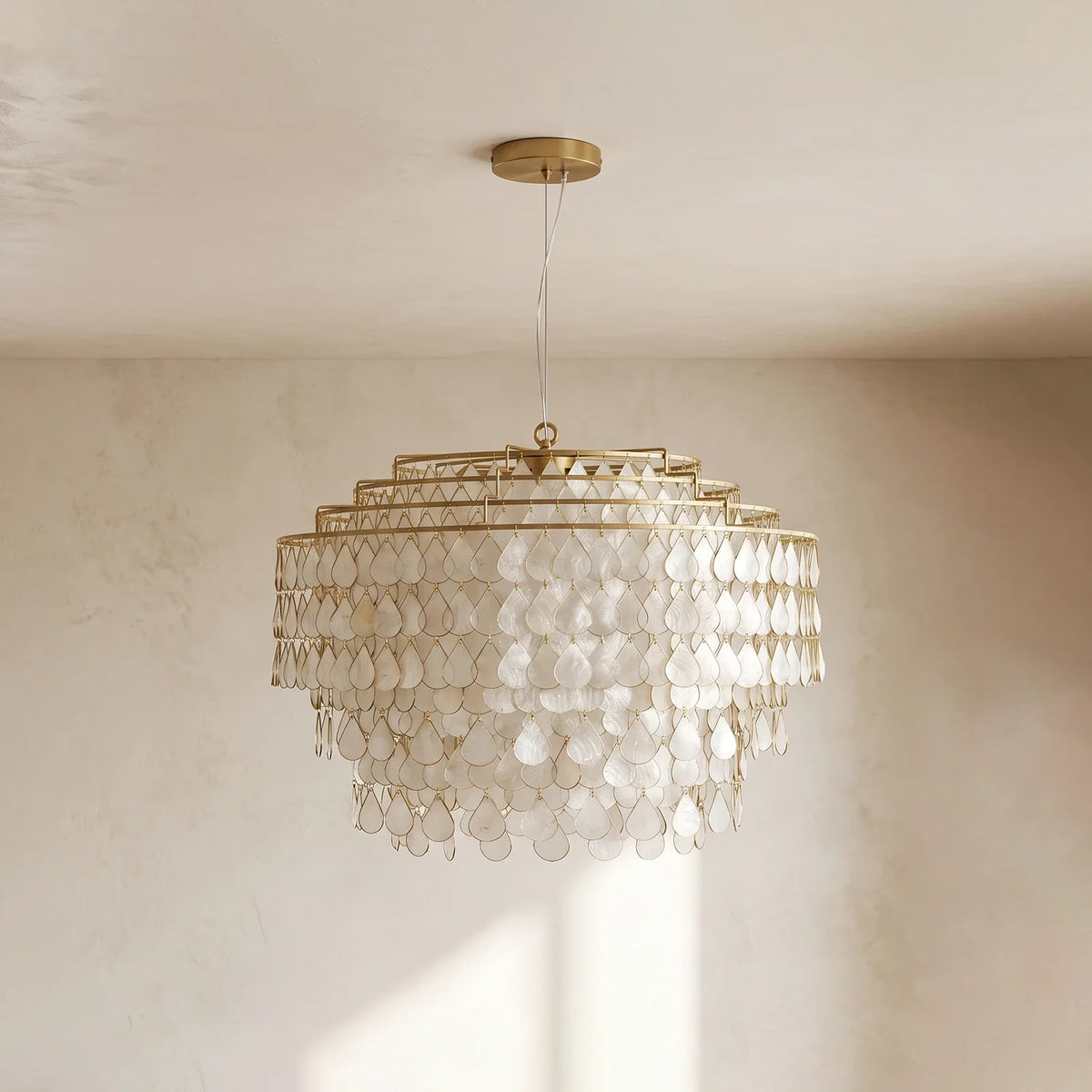 Tiered Teardrop Capiz Shell Copper Pendant Light – Copper detail 25