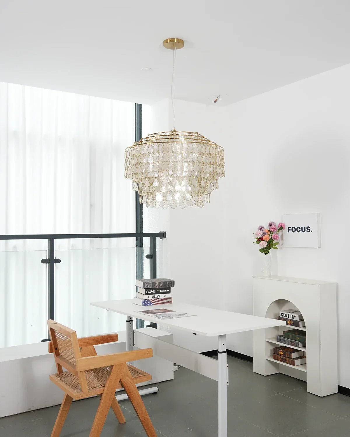 Tiered Teardrop Capiz Shell Copper Pendant Light – Copper detail 16