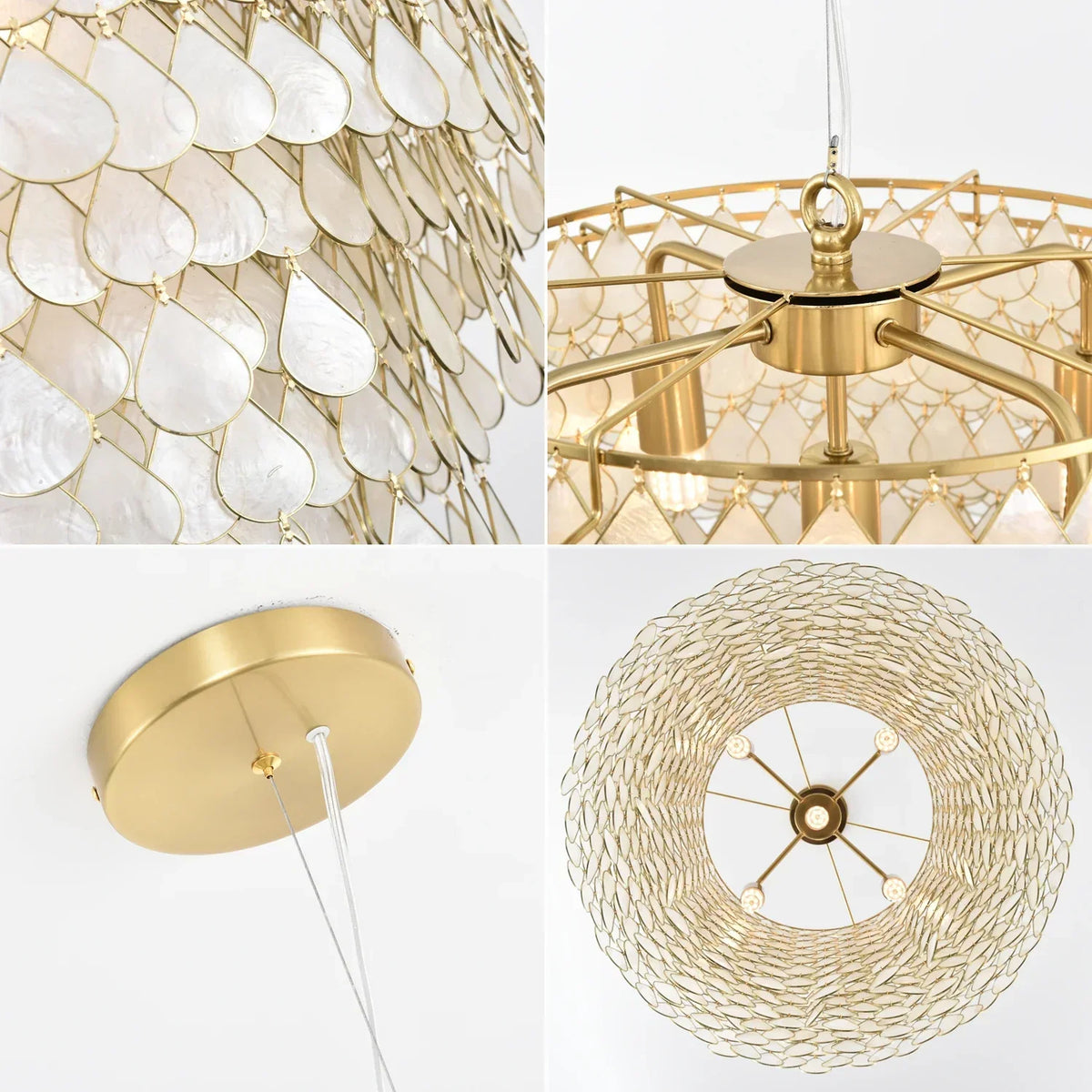 Tiered Teardrop Capiz Shell Copper Pendant Light – Copper detail 19