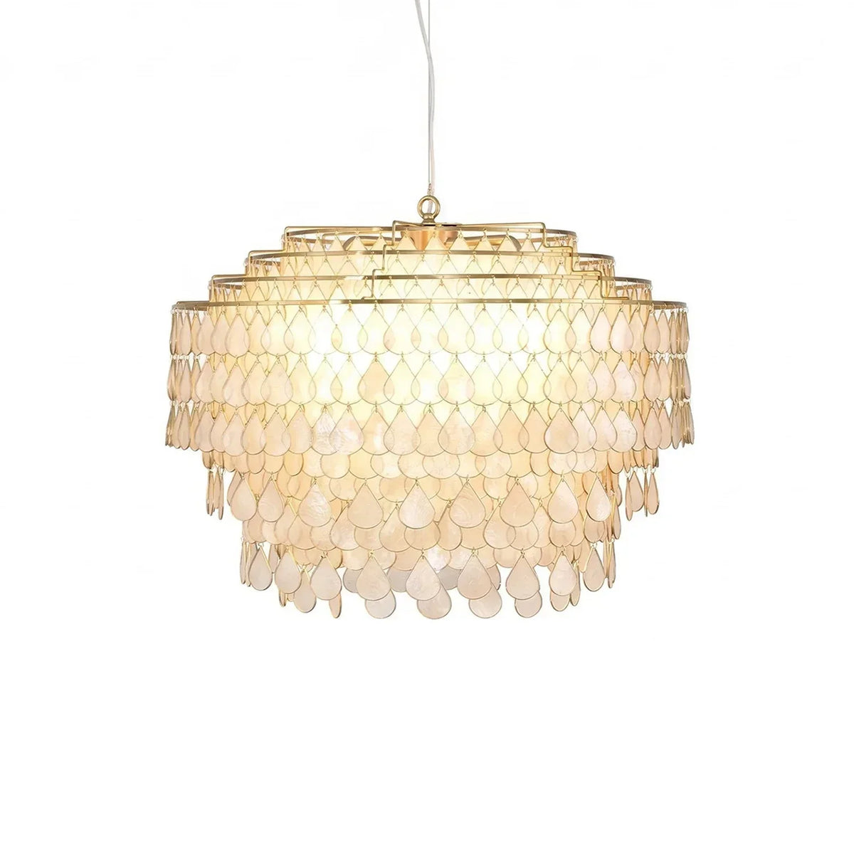 Tiered Teardrop Capiz Shell Copper Pendant Light