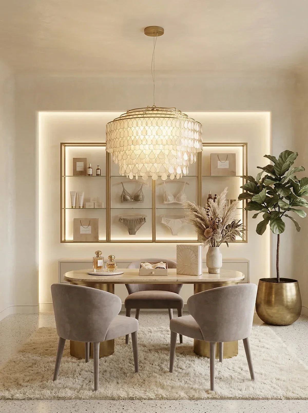 Tiered Teardrop Capiz Shell Copper Pendant Light – Copper detail 17