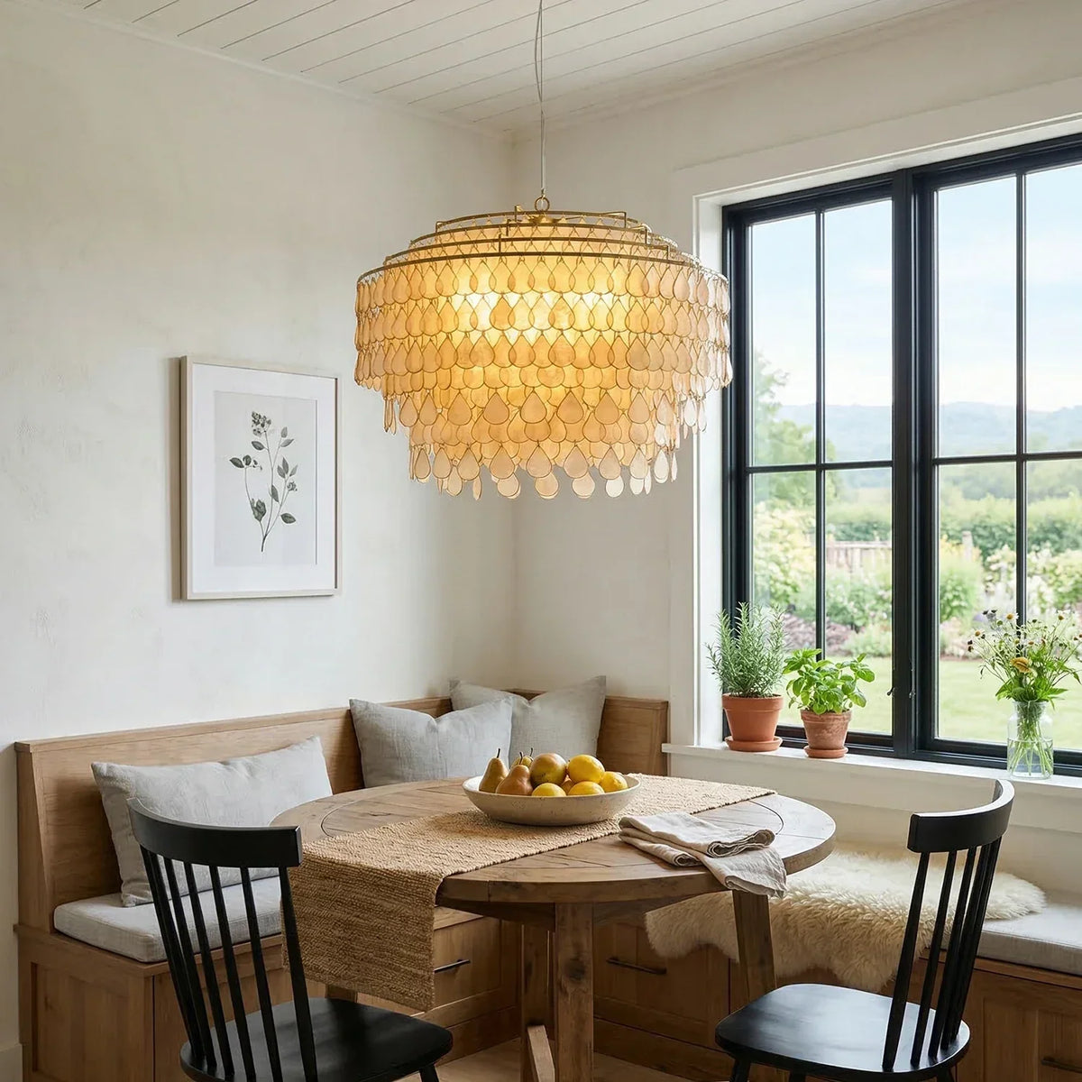 Tiered Teardrop Capiz Shell Copper Pendant Light – Copper detail 4