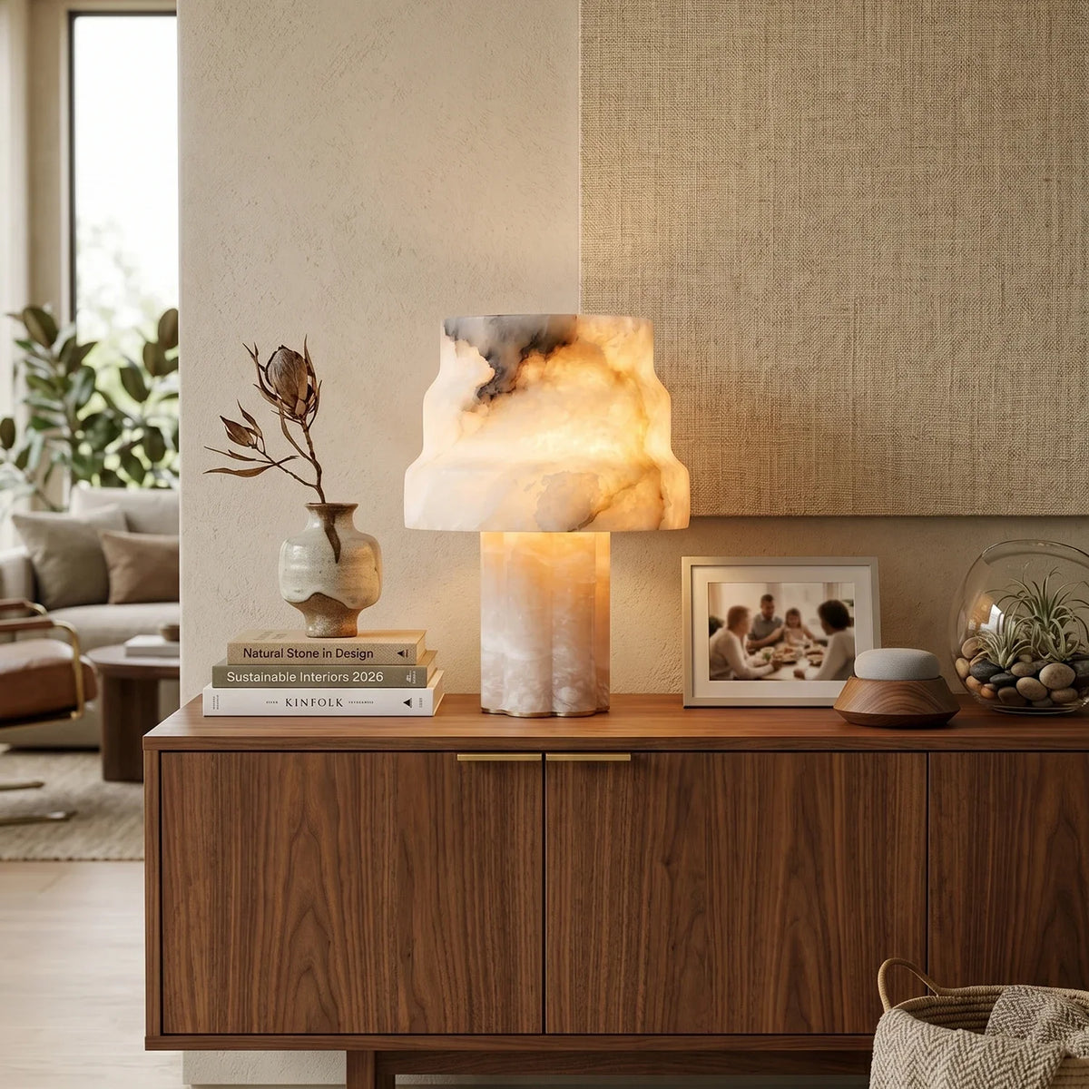 Tiered Verona Alabaster Table Lamp – Alabaster detail 2