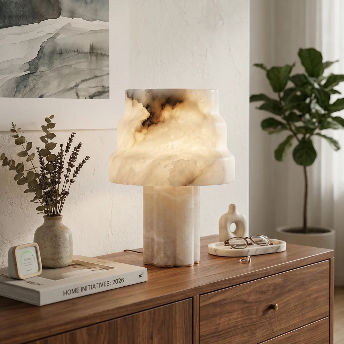 Tiered Verona Alabaster Table Lamp – Alabaster detail 8