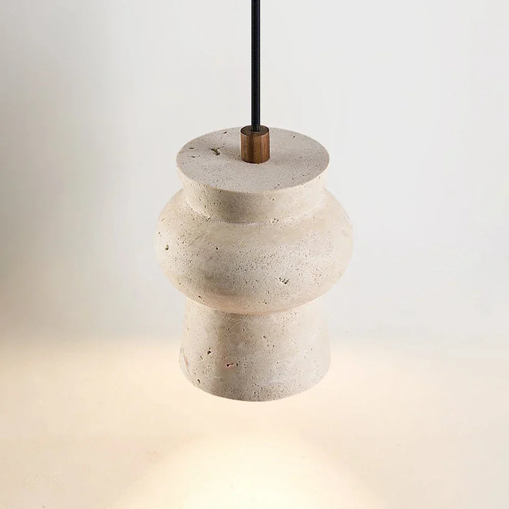Travertine Arcus Cylindrical Pendant Lamp – Travertine detail 11