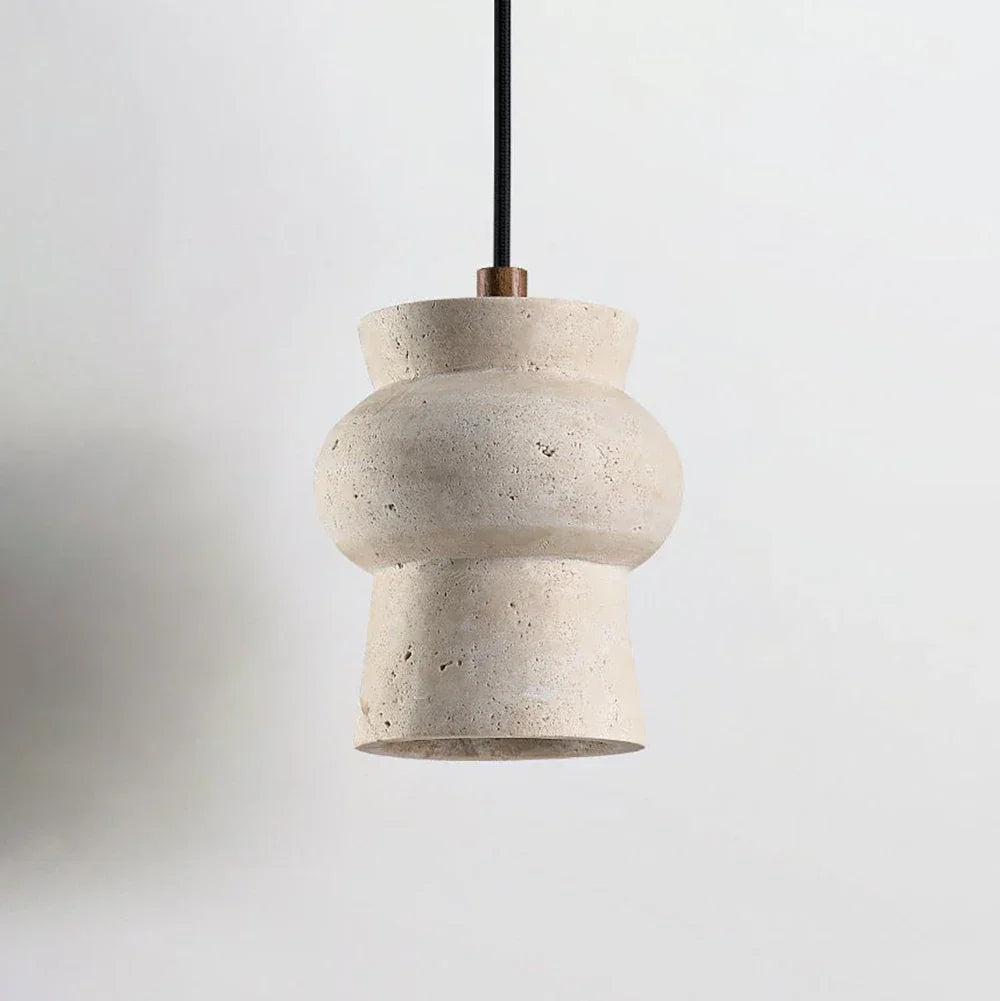 Travertine Arcus Cylindrical Pendant Lamp – Travertine detail 9