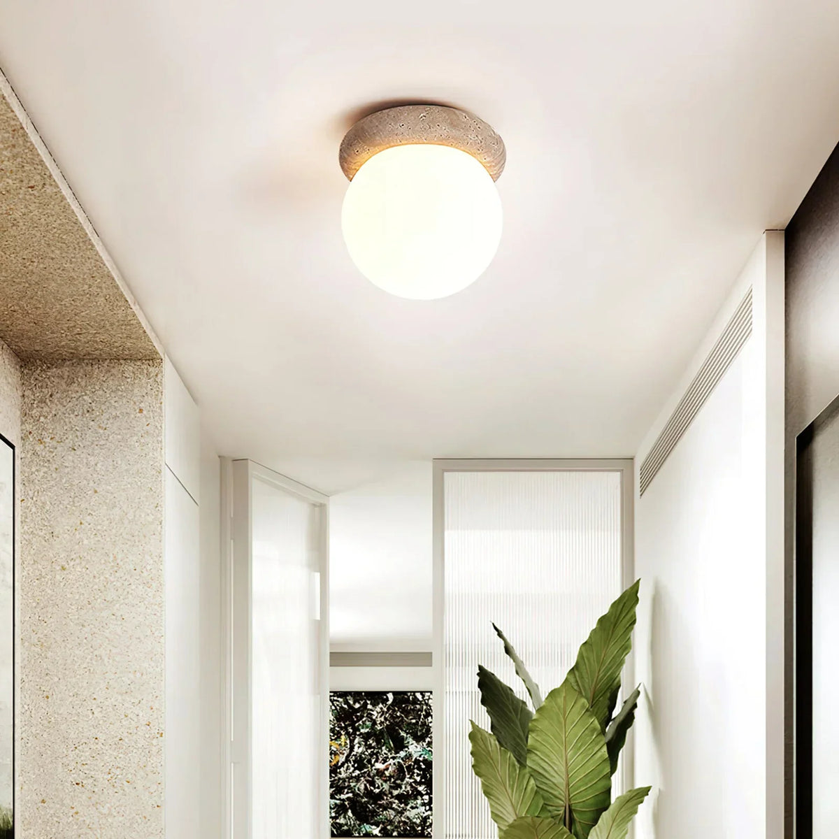 Travertine Asteroid Round Ceiling Lamp – Travertine detail 2