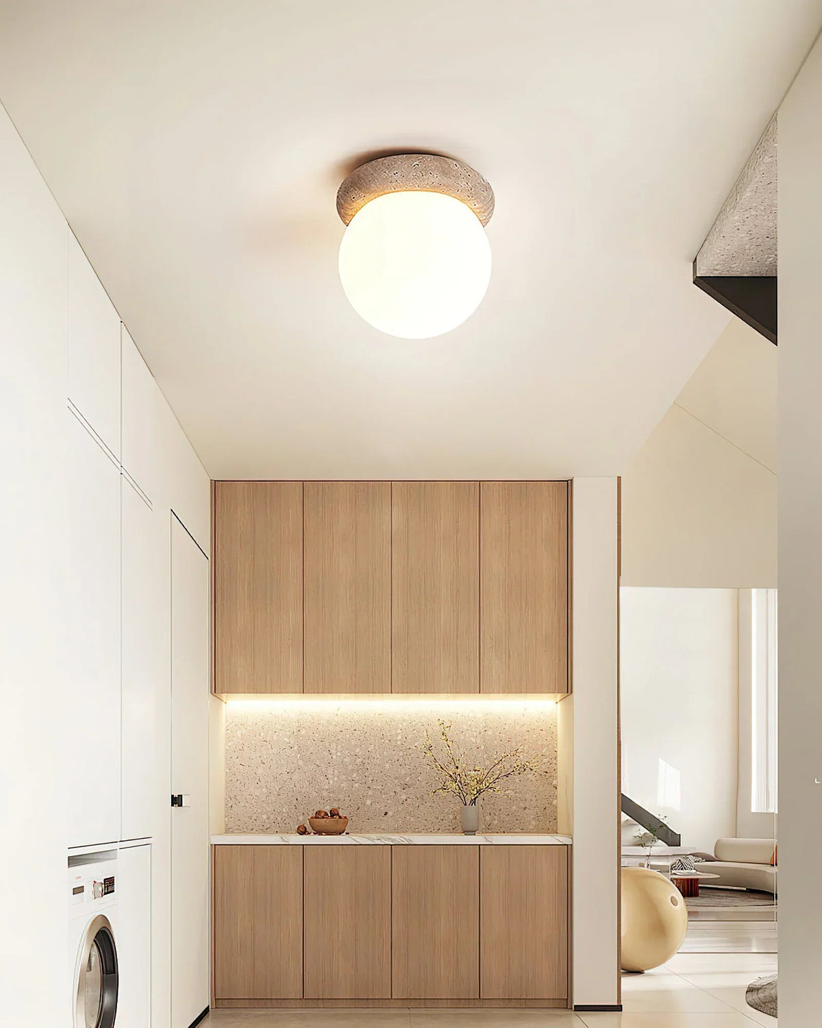 Travertine Asteroid Round Ceiling Lamp – Travertine detail 6