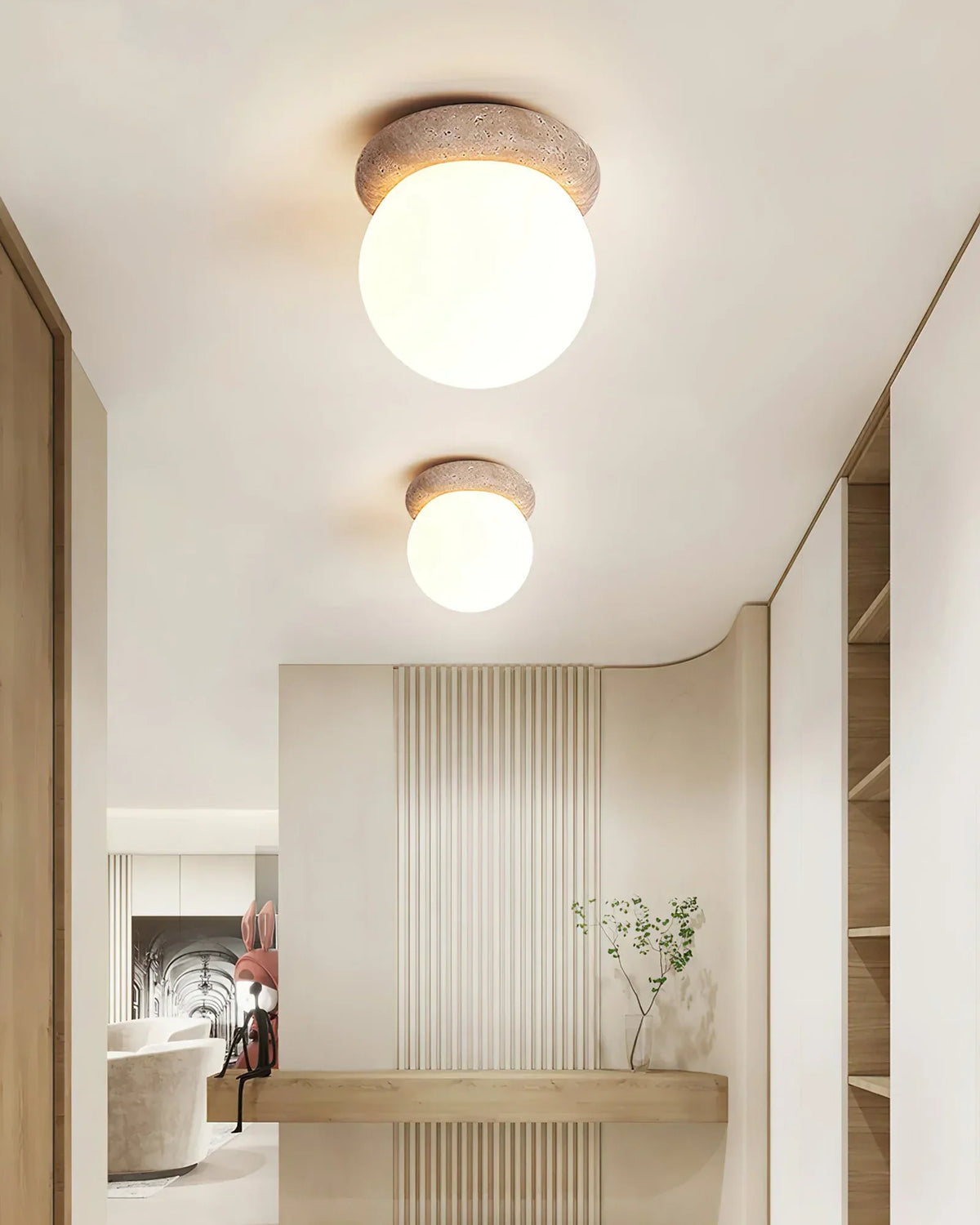 Travertine Asteroid Round Ceiling Lamp – Travertine detail 3