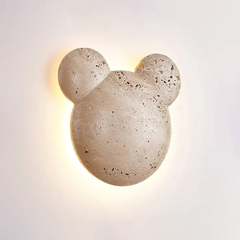 Travertine Bear Art Wall Lamp – Travertine detail 9