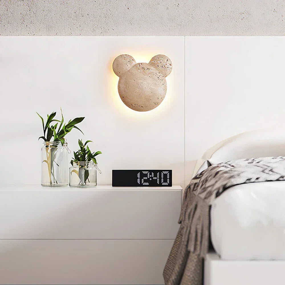 Travertine Bear Art Wall Lamp – Travertine detail 4