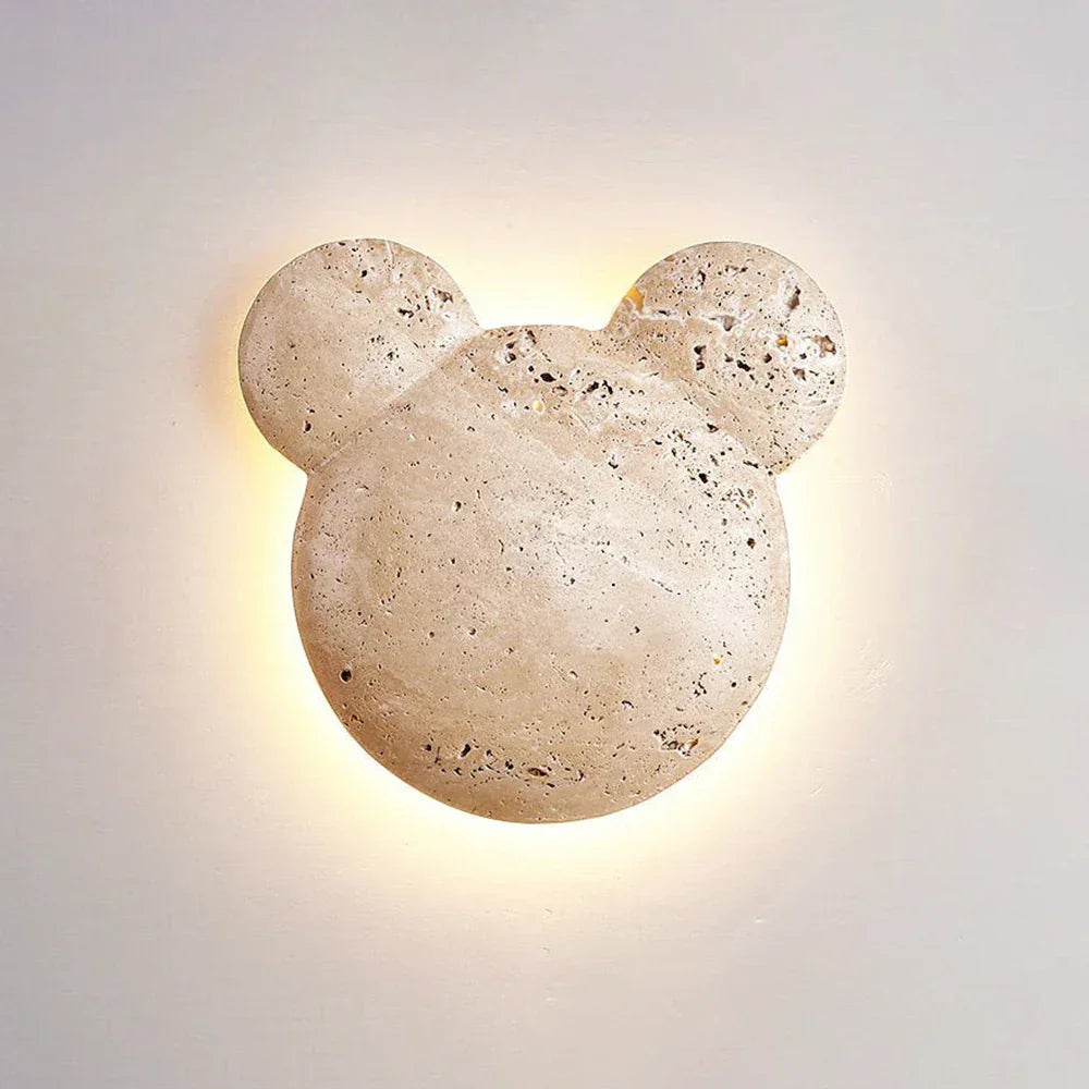 Travertine Bear Art Wall Lamp – Travertine detail 8