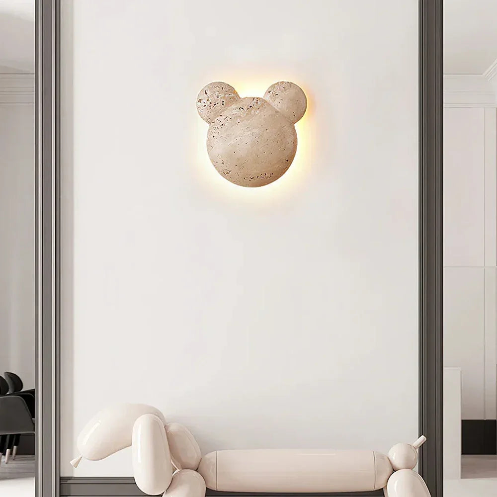 Travertine Bear Art Wall Lamp – Travertine detail 5