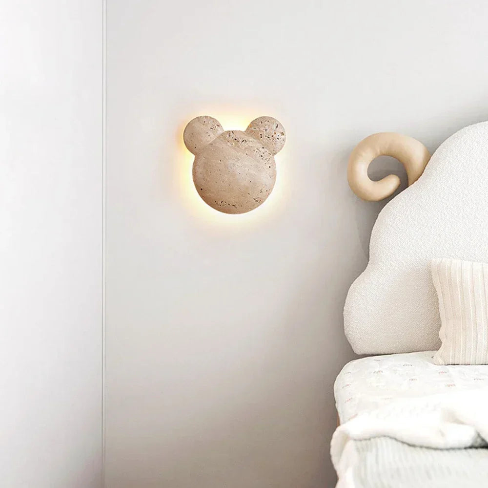 Travertine Bear Art Wall Lamp – Travertine detail 6