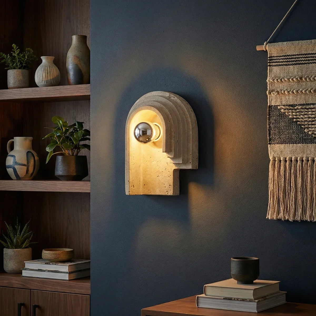 Travertine Bien Wall Lamp – Travertine detail 2