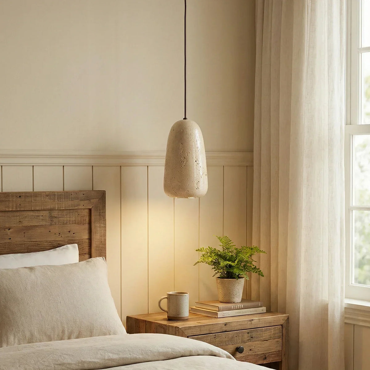 Travertine Brrskbk Cylindrical Pendant Light – Travertine detail 2