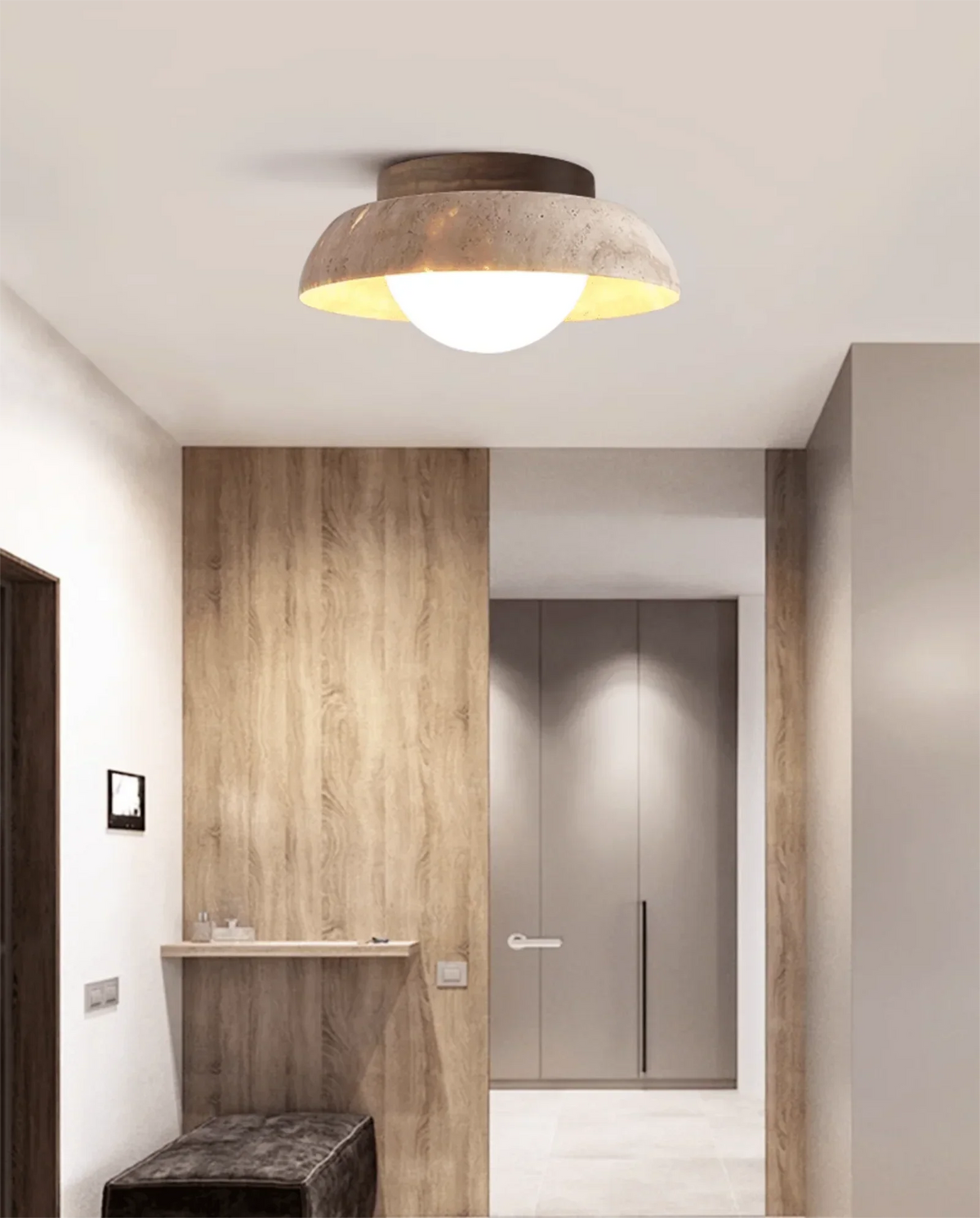 Travertine Caelo Ceiling Lamp – Travertine detail 4