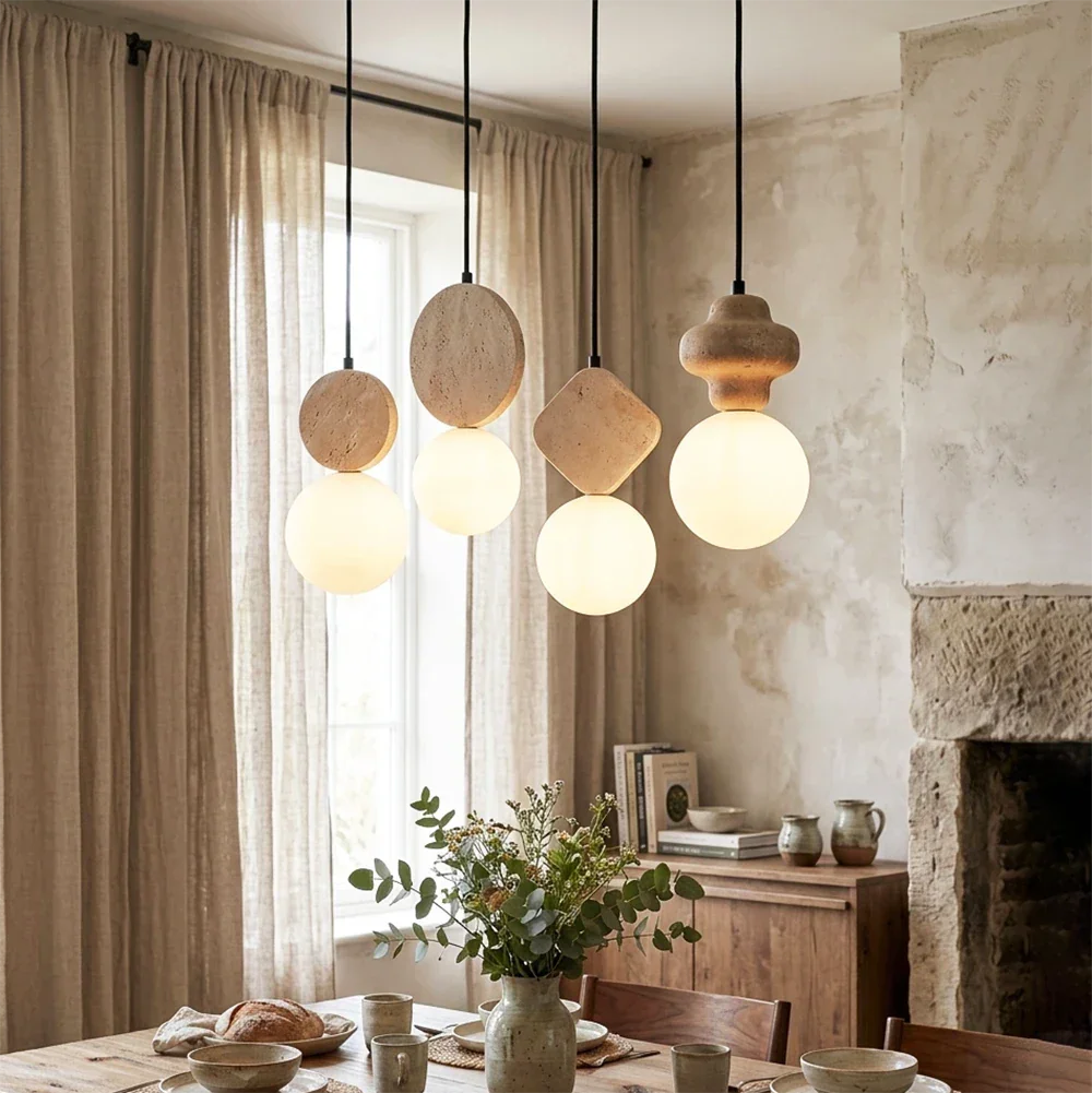 Travertine Cenari Sculpture Pendant Lamp – Travertine detail 2