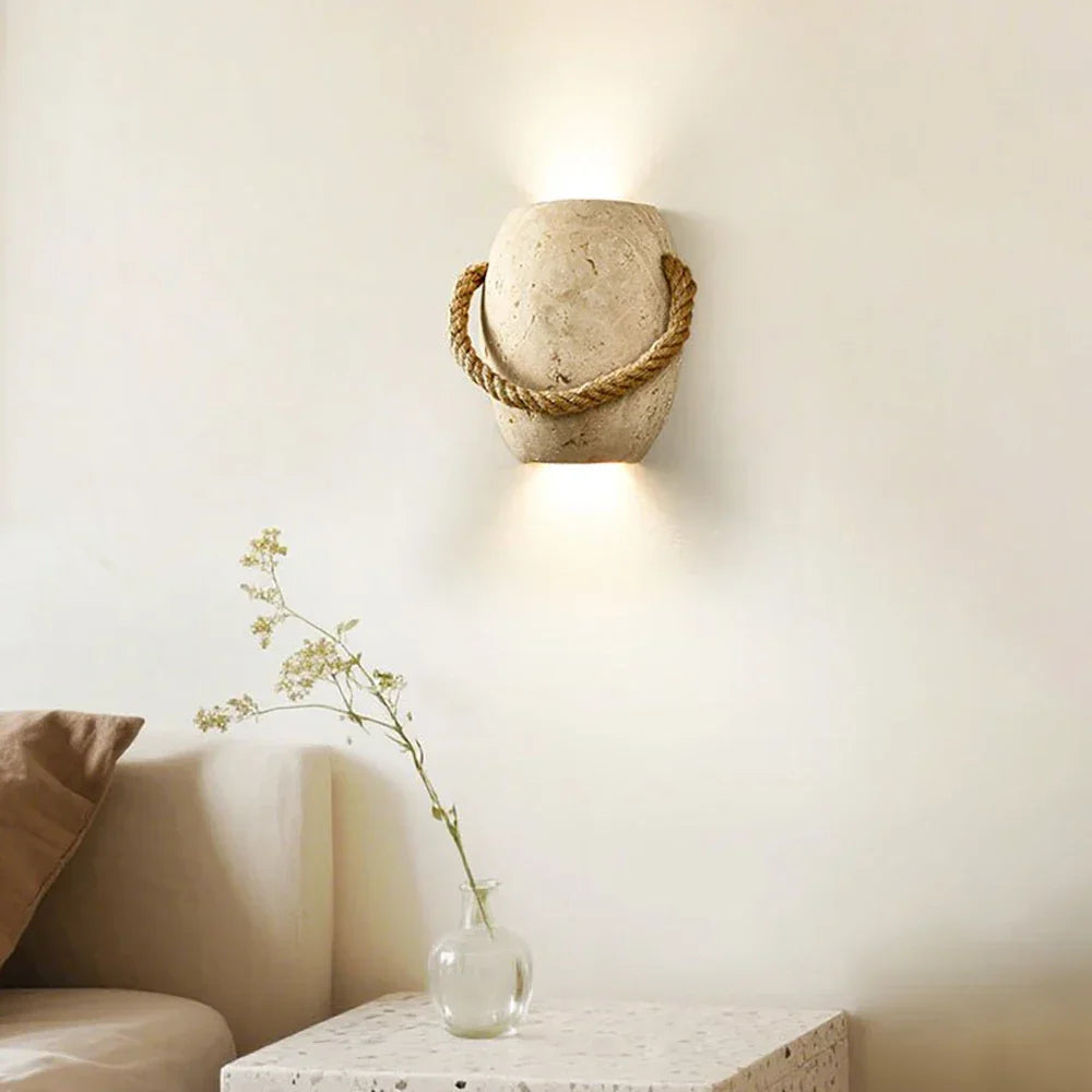 Travertine Coastal Rope Art Wall Lamp – Travertine detail 6